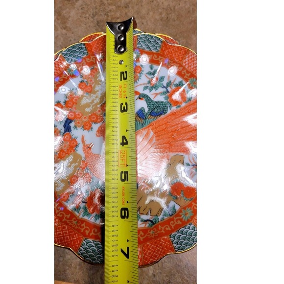Set of 3 Arita Vintage Oriental Peacock Floral Scalloped Edge Salad lunch Plates - Picture 3 of 7